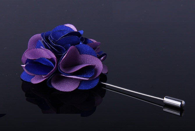TWO TONE FABRIC FLOWER LAPEL PINS
