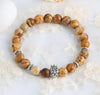 LION HEAD WITH CROWN NATURAL STONE BEADS STRETCH BRACELETS