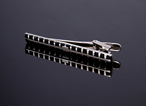 SILVER BROWN ENAMELED TIE CLIPS