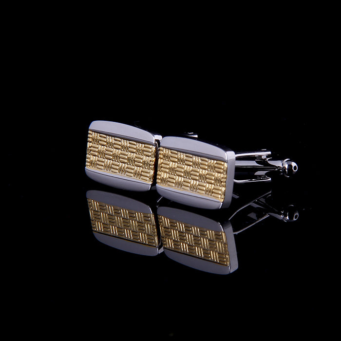 GOLD AND SILVER BASKET WEAVE CUFFLINKS