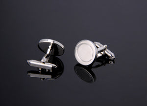 BRUSHED SILVER OVAL CUFFLINKS