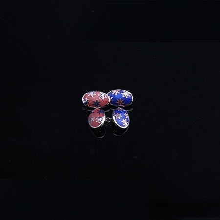 FLORAL TWO COLOR CHAIN CUFFLINKS
