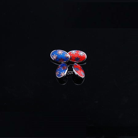 FLORAL TWO COLOR CHAIN CUFFLINKS