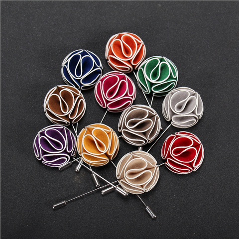 SOLID FABRIC FLOWER LAPEL PINS